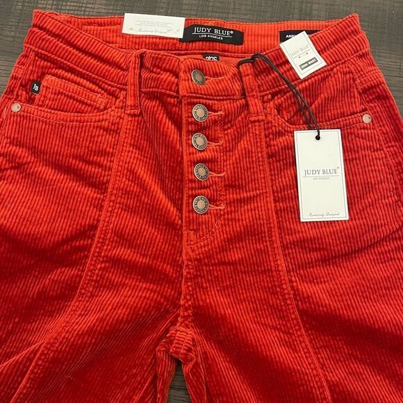 Judy Blue Rust Color High Waist Ankle Straight Corduroy Jeans Pants - Picture 5 of 9